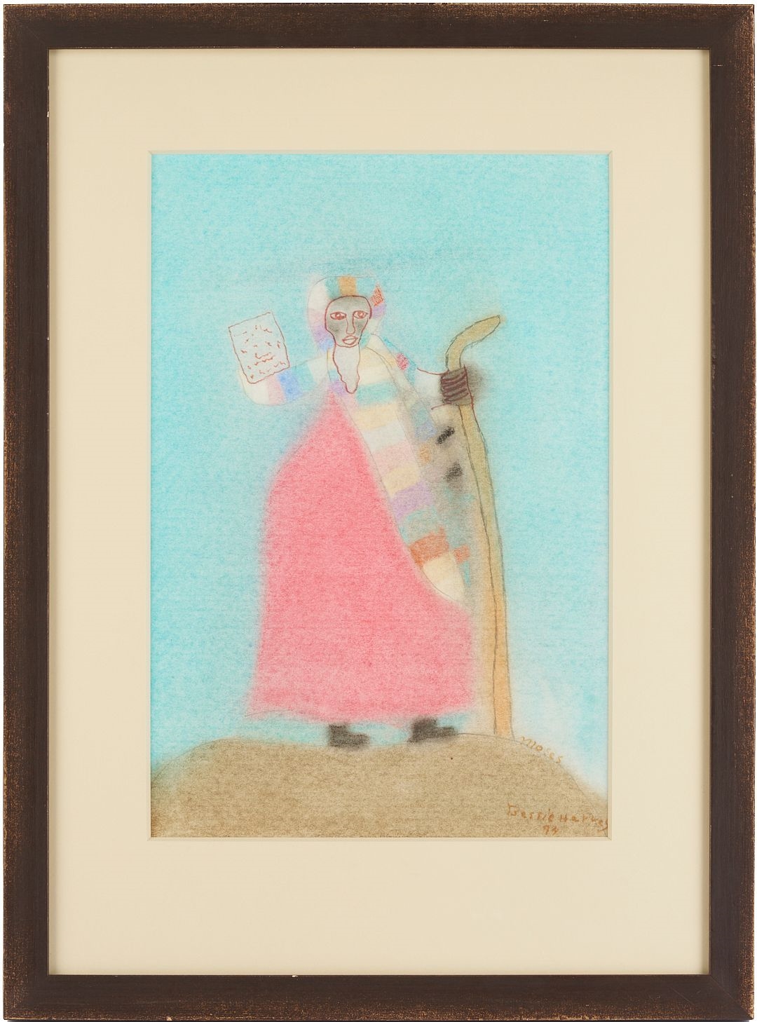 Artwork by Bessie Harvey, Bessie Harvey Outsider Art Mixed Media Drawing, Moses, Made of watercolor and graphite on paper
