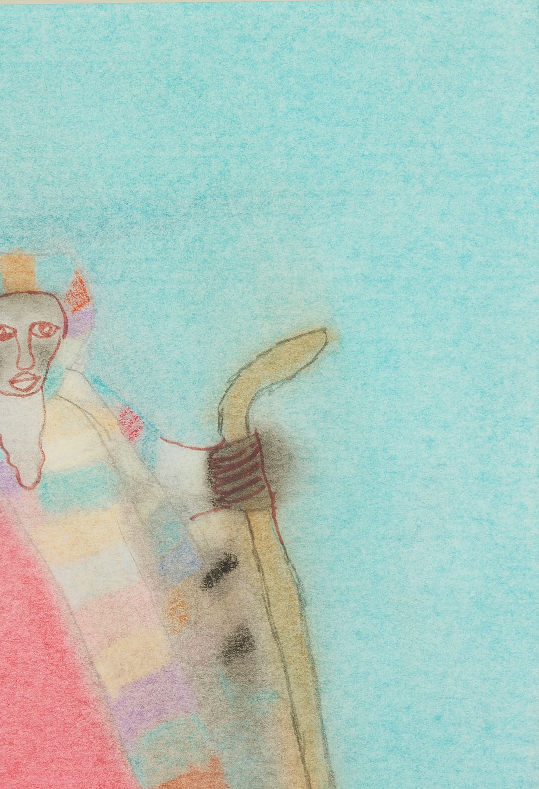 Artwork by Bessie Harvey, Bessie Harvey Outsider Art Mixed Media Drawing, Moses, Made of watercolor and graphite on paper