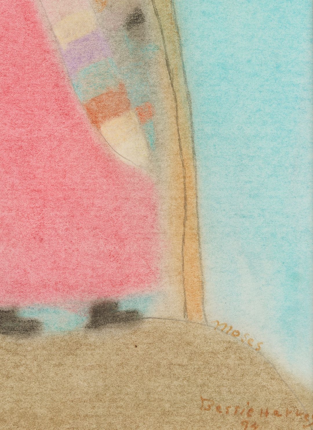 Artwork by Bessie Harvey, Bessie Harvey Outsider Art Mixed Media Drawing, Moses, Made of watercolor and graphite on paper