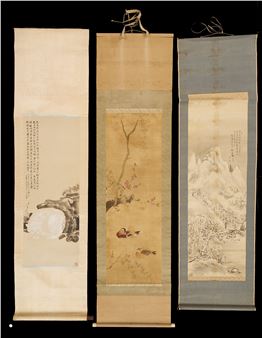 3 Asian Scrolls including Cat and Ducks - John Nixon