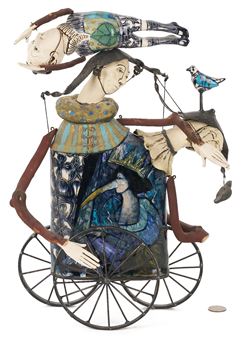 John & Robin Gumaelius Sculpture, Figures on Wheels - Robin