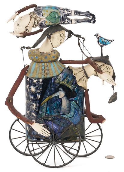 John & Robin Gumaelius Sculpture, Figures on Wheels - Robin 