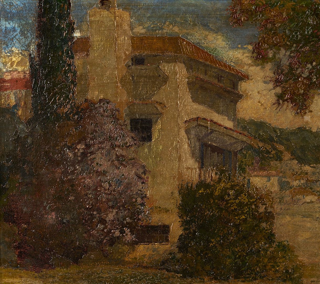 Artwork by Miles Jefferson Early, Miles Early O/C Texas Landscape Painting, El Estado, Made of carved giltwood