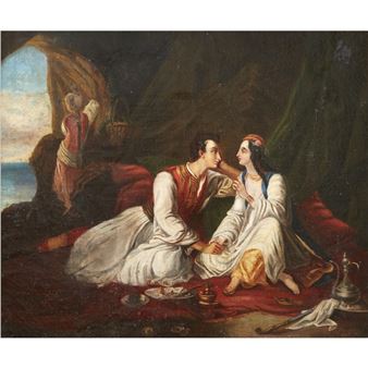 LORD BYRON ET HAYDÉE - Philhellenic School, 19th Century