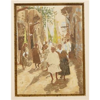 MARCHÉ EN ORIENT/MARKET SCENE IN THE ORIENT - Joseph Félix Bouchor