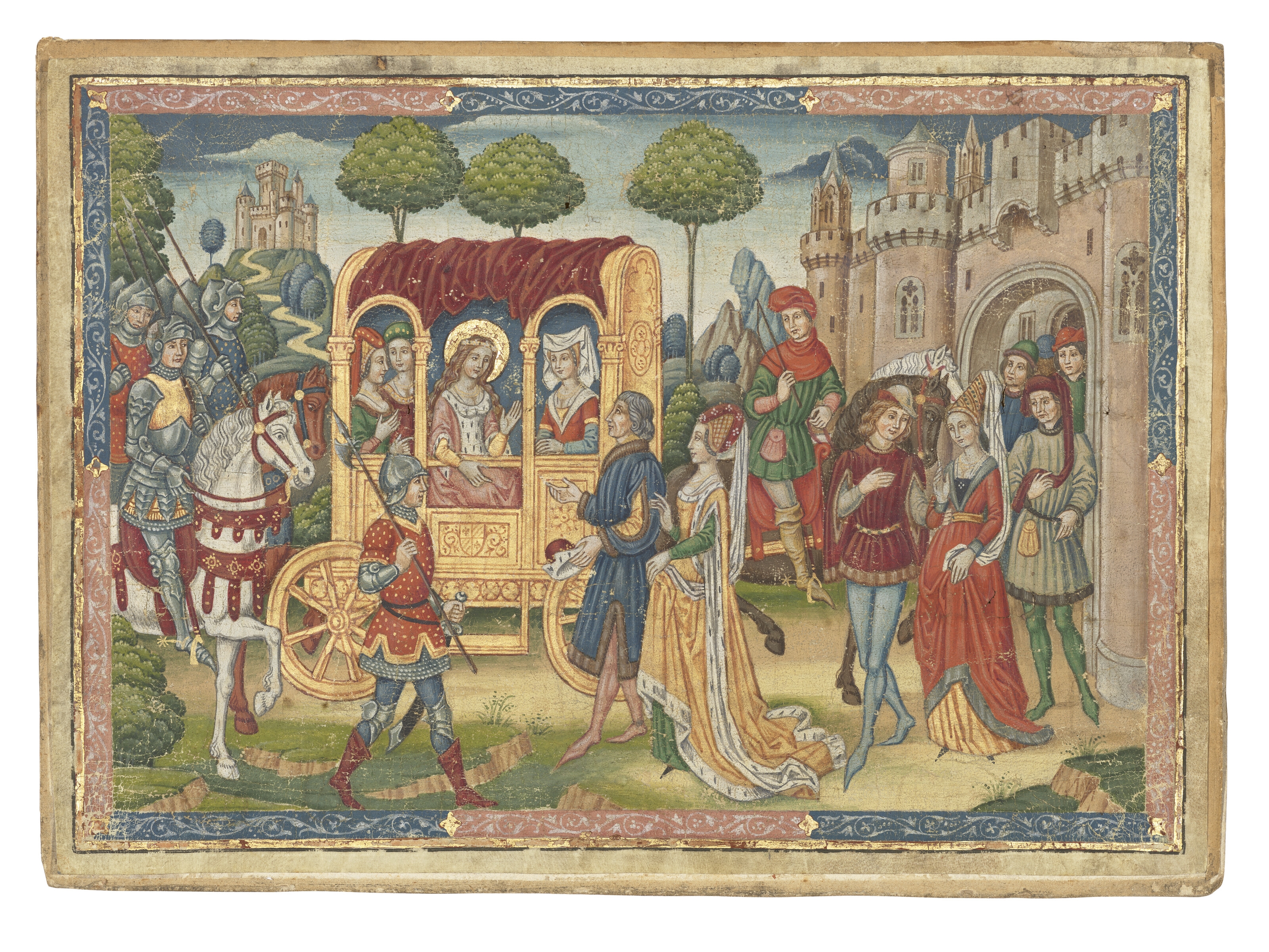 The Spanish Forger | The arrival of a Saint, illuminated miniature on ...