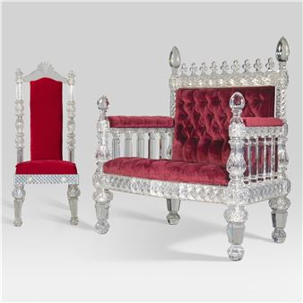 A VICTORIAN CUT-CRYSTAL THRONE CHAIR - F. & C. Osler