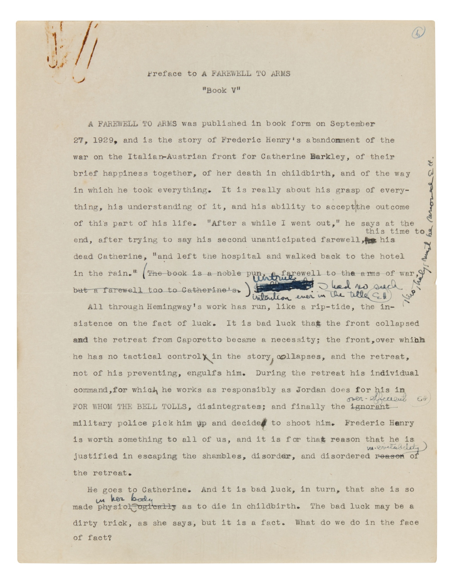 Malcolm Cowley | Hemingway, Ernest — Leonard Brown | Draft of Hemingway ...