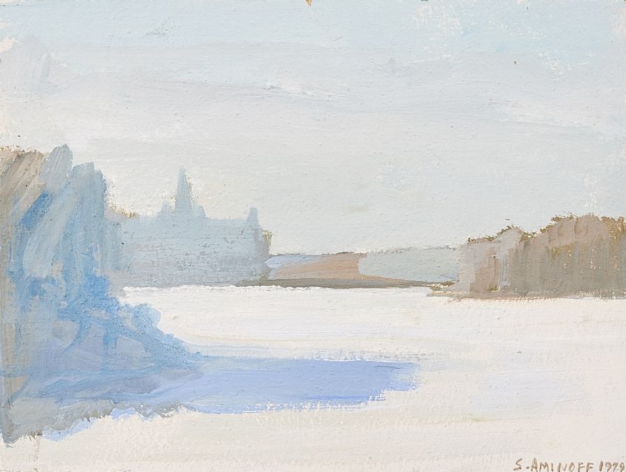 Artwork by Sara Aminoff, Djurgårdsvinter, Made of oil on panel