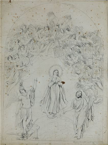 Maria Vergine tra San Giuseppe e San Michele Arcangelo con angeli festanti - Luigi Ademollo