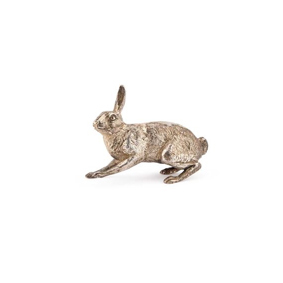 AN ELIZABETH II SILVER MODEL OF A HARE by Edward Barnard, 1967