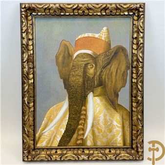 'Portret van olifant met hoed en kostuum' - Gary Cook