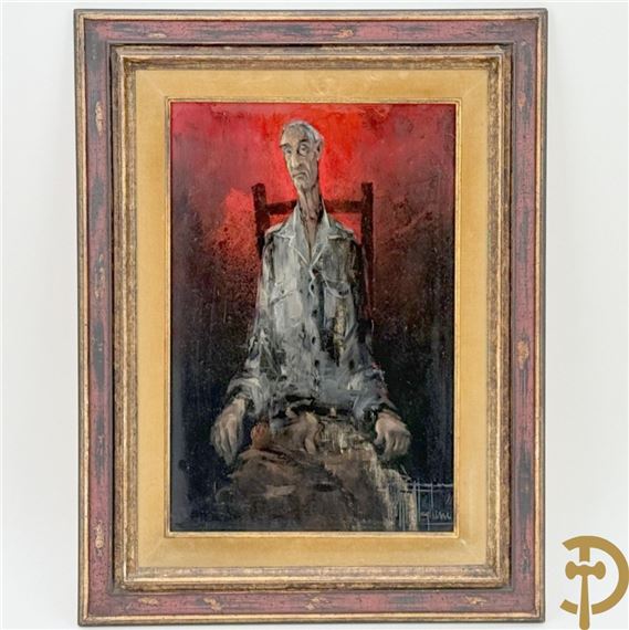 'Zittende man op stoel' by Roger van Belleghem