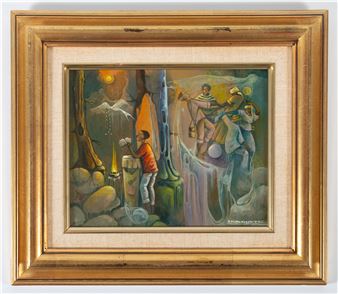 Spiritual painting; oil on masonite - J. P. Auguste