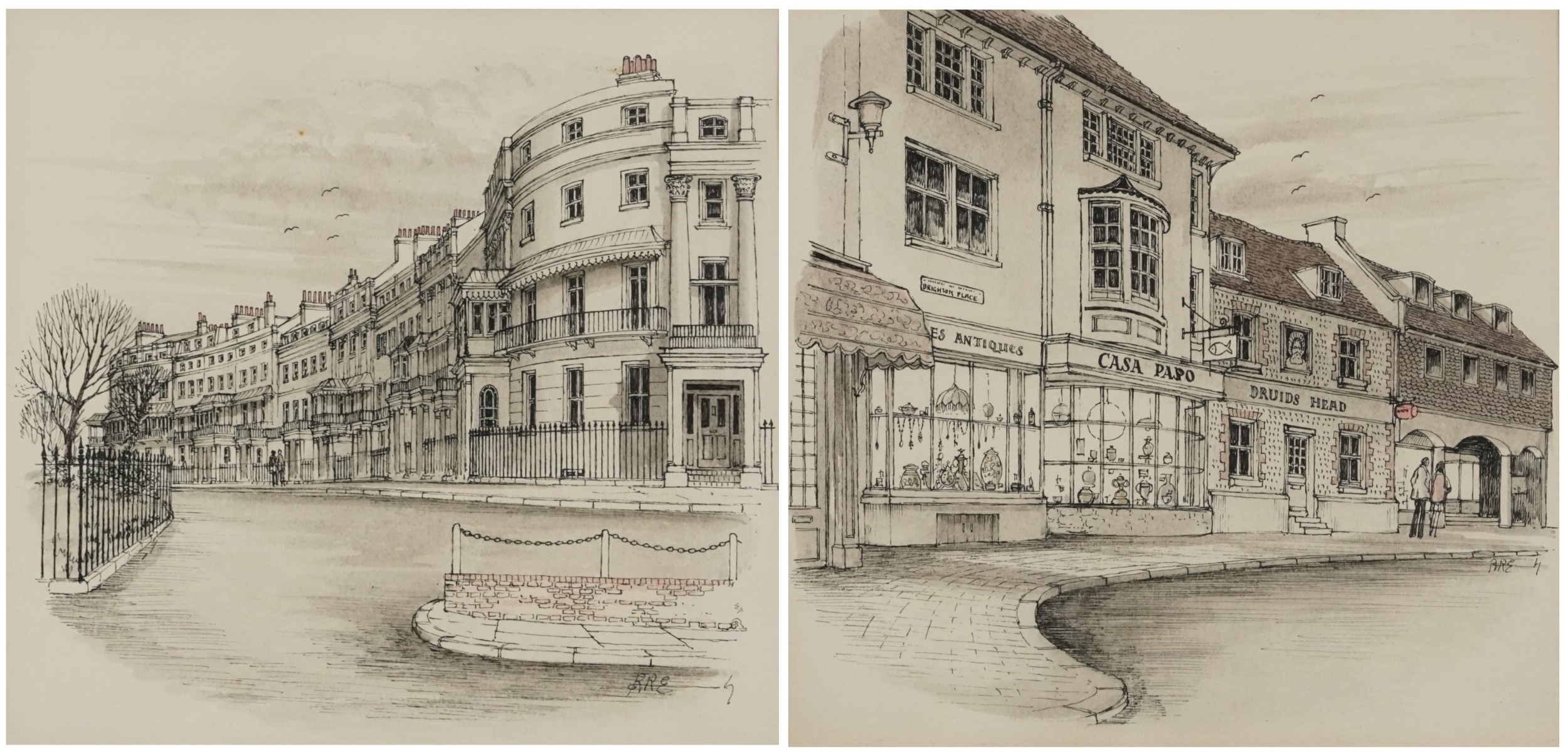 Artwork by Robert Richard Erly, Brighton street views, Made of ink on paper