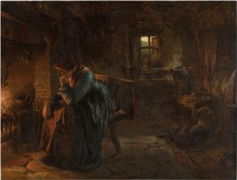 A cottage interior, North Wales - Frank Holl