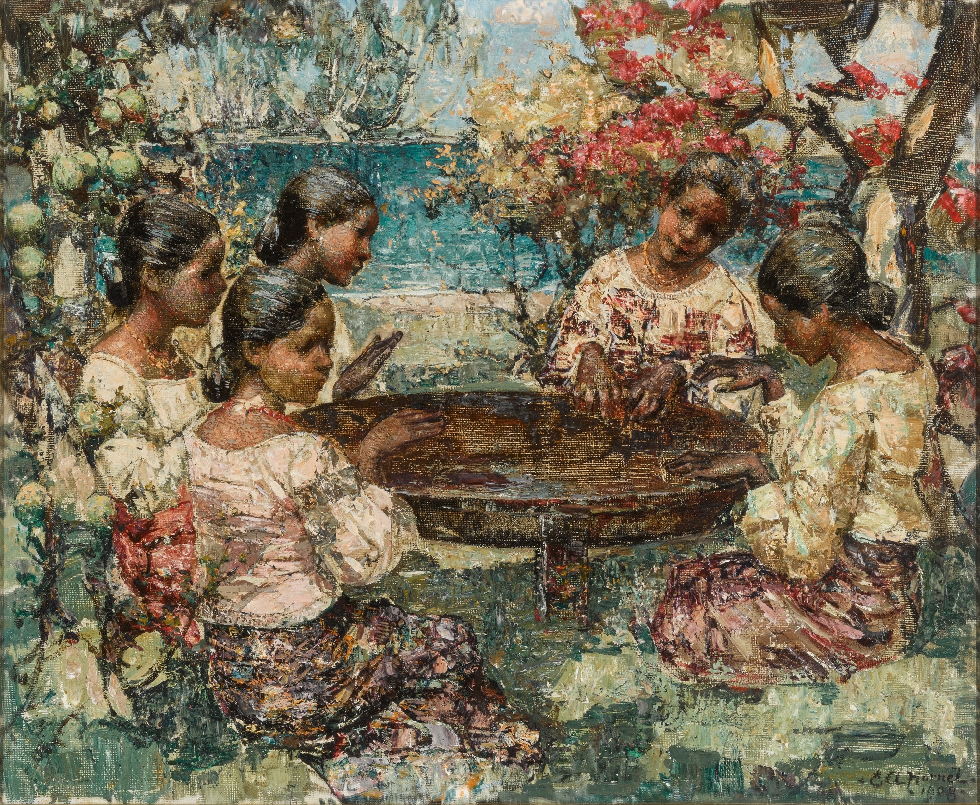 Edward Atkinson Hornel | Tom Tom Players, Ceylon (1908) | MutualArt