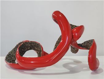 Possibly RAE BOLOTIN apple peel metal and baked enamel abstract sculpture (55 x 94 x 61cm) - Rae Bolotin