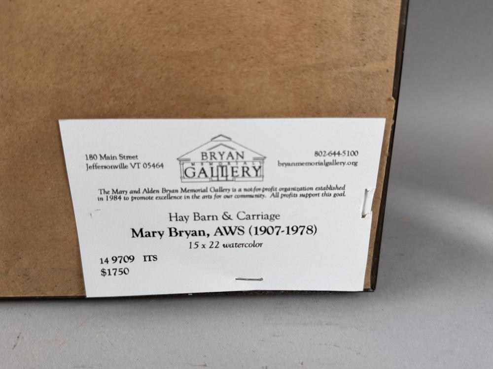 Artwork by Mary Bryan, Hay Barn and Carriage, Made of Watercolor on paper