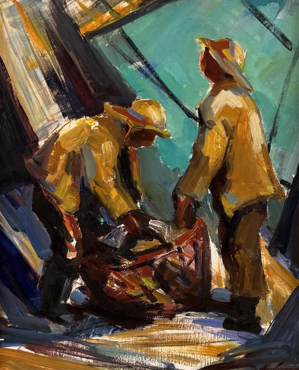 Artwork by Mary Bryan, Wet Weather Catch, Made of Oil on board