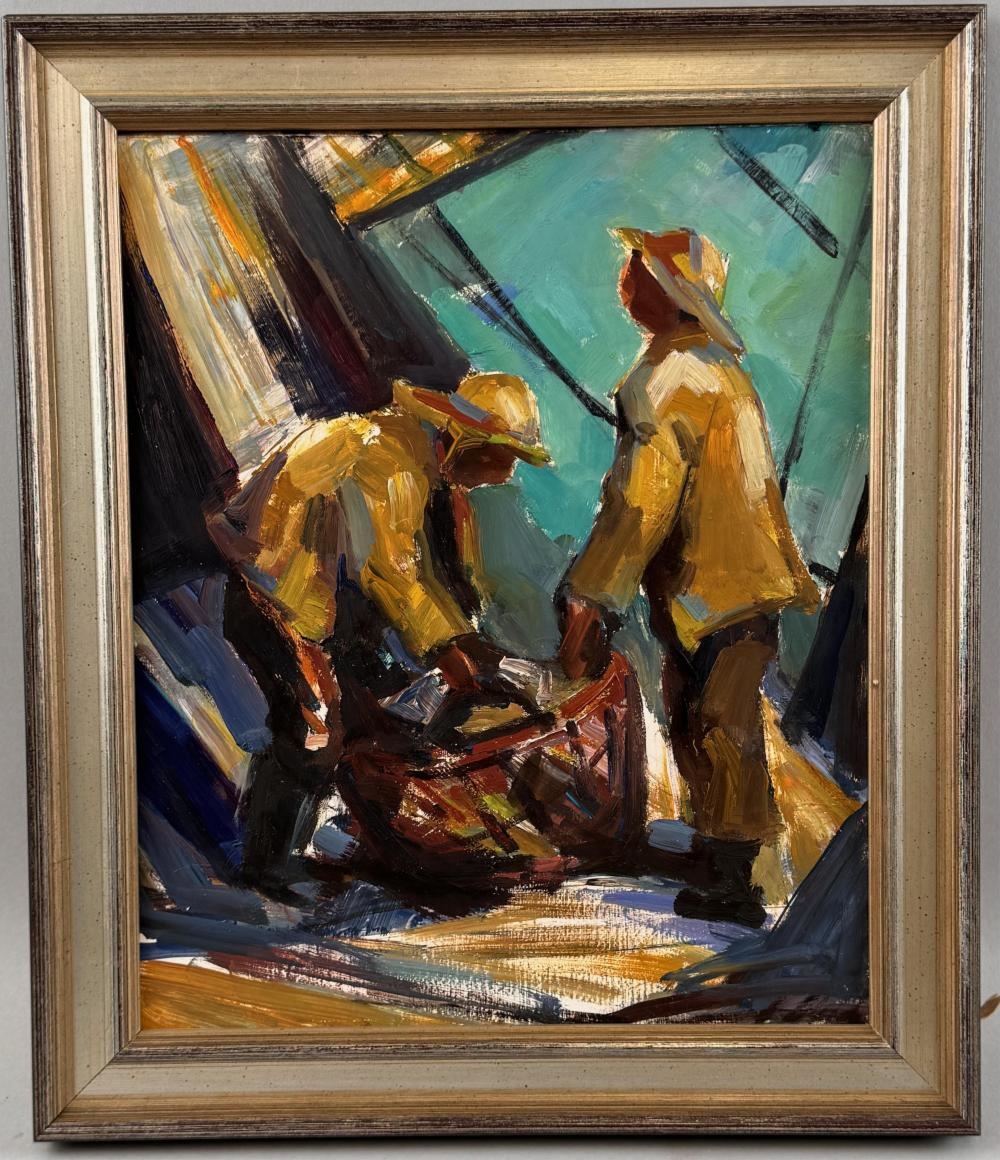 Artwork by Mary Bryan, Wet Weather Catch, Made of Oil on board