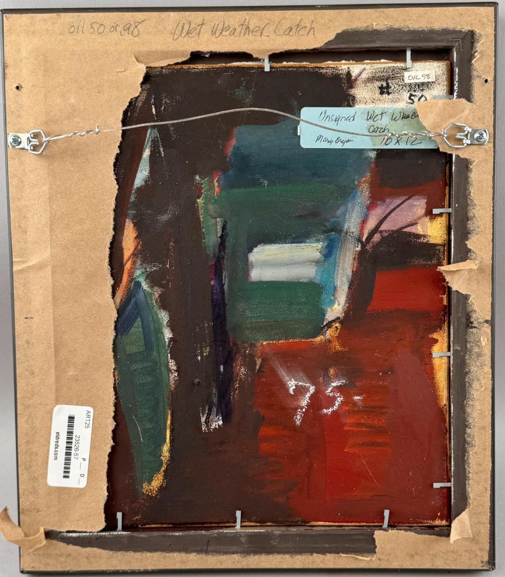 Artwork by Mary Bryan, Wet Weather Catch, Made of Oil on board