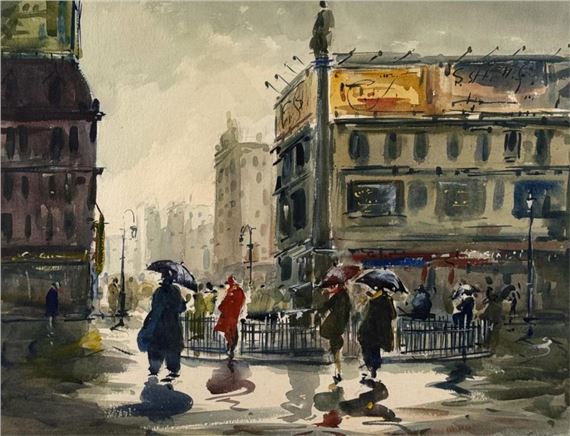 Rainy day, Columbus Circle, New York City - Jerri Ricci