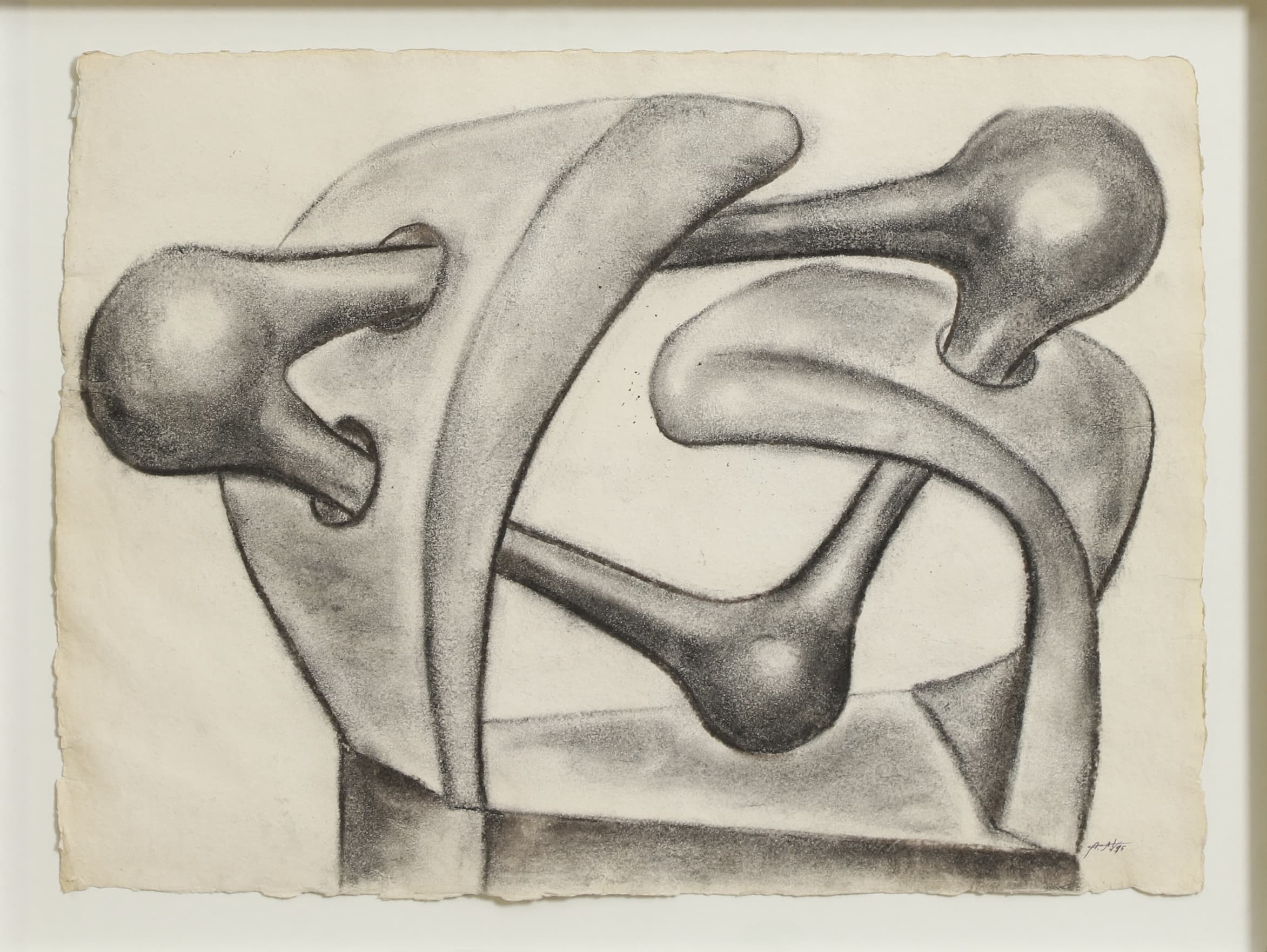 Artwork by Agustin Cárdenas, Composition abstraite, 1975, Made of Charcoal on paper