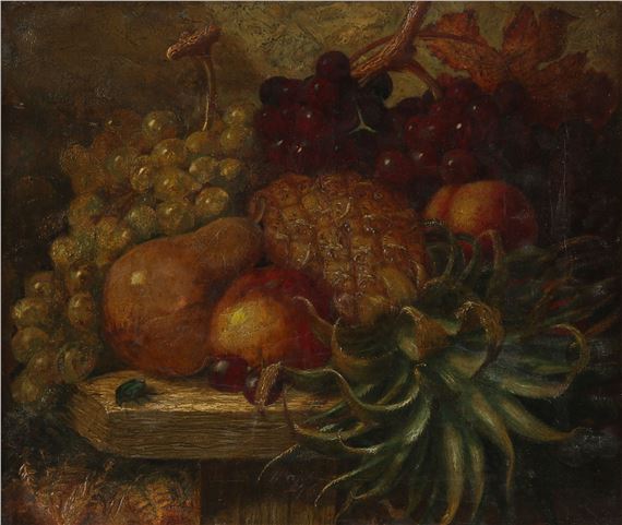 a still life of fruit by Henry Archibald Major, dated 76