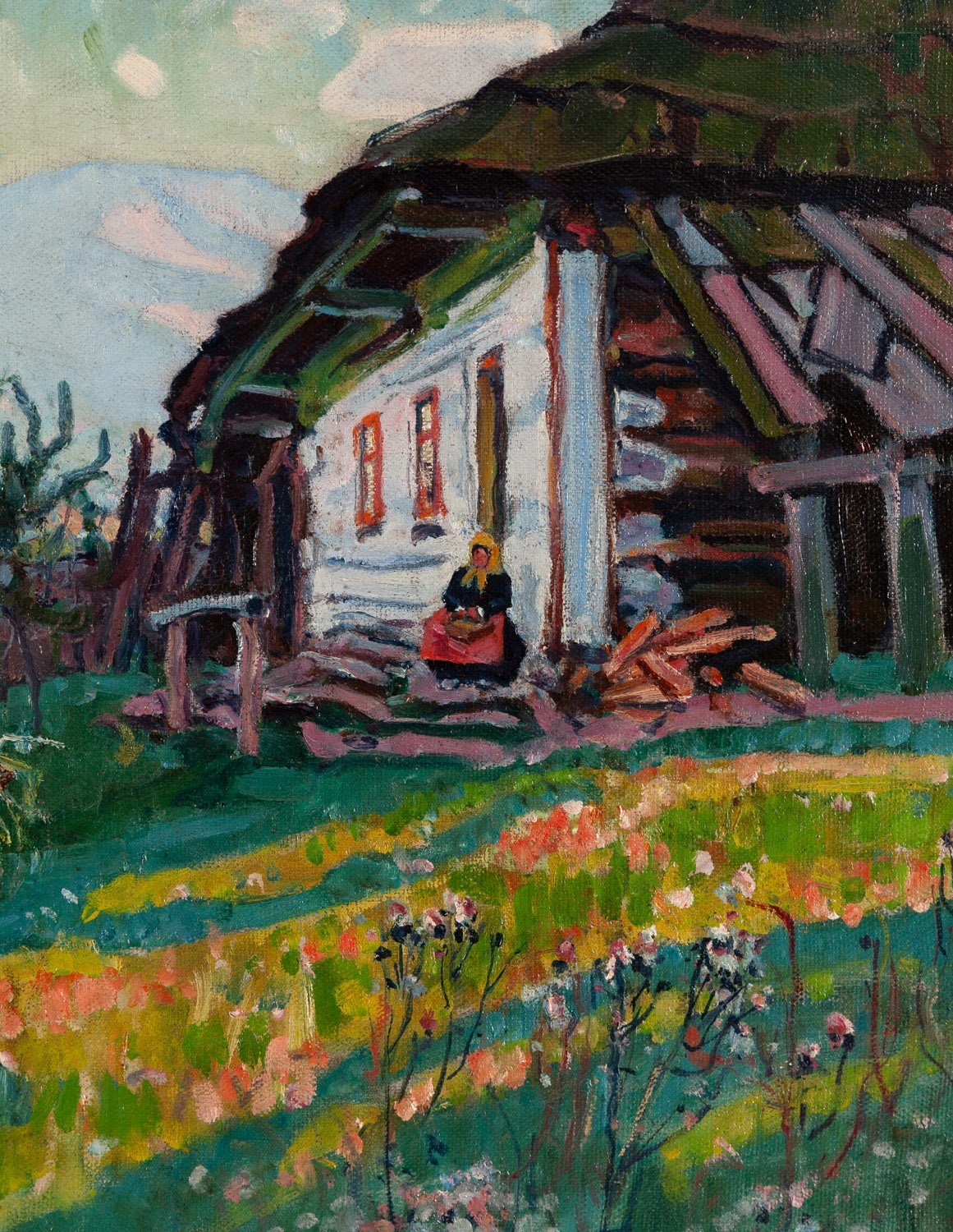 Artwork by Gustaw Pilatti, In a highland farmhouse, Made of oil/canvas