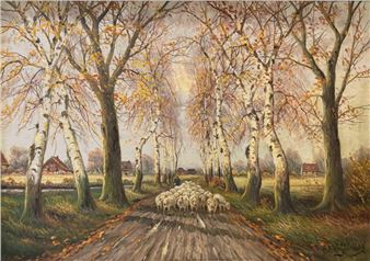 Herbst und eine Schafherde - Friedrich Josef Nicolai Heydendahl