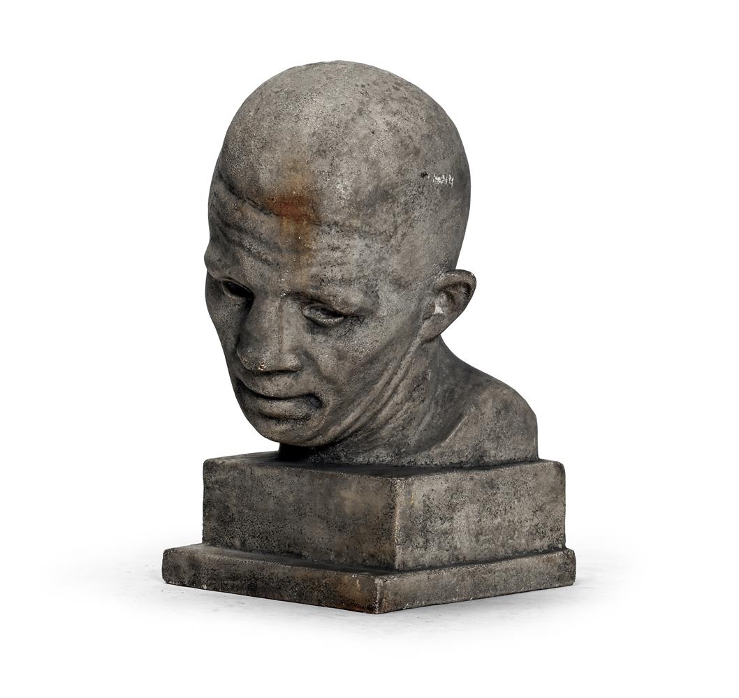 Artwork by Knud Nellemose, BOKSERHOVEDE (HEAD OF A BOXER, Made of Artificial stone