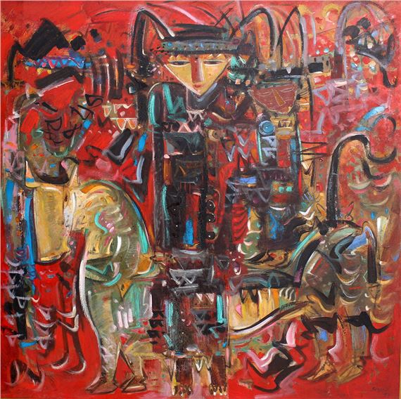 Dua Figur Menunggang Kuda - Suwaji