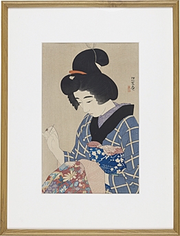 Artwork by Shinsui Ito, Half collar from MODERN BEAUTIES I, Made of woodcut
