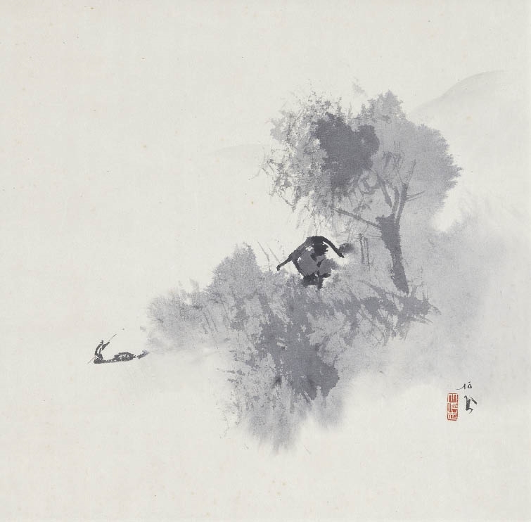 Artwork by Seiho Takeuchi, Landscape, Made of ink on paper