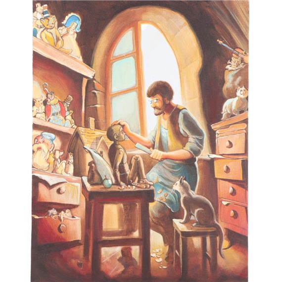 Geppetto creates Pinocchio by Vladimir Stekly