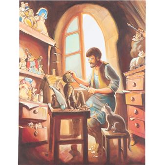Geppetto creates Pinocchio - Vladimir Stekly