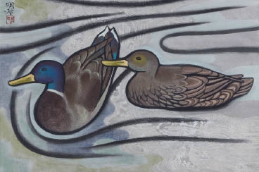 Artwork by Meiji Hashimoto, Duck, Made of ink and color on paper