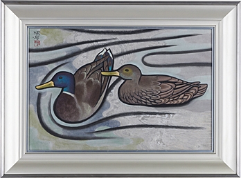 Artwork by Meiji Hashimoto, Duck, Made of ink and color on paper