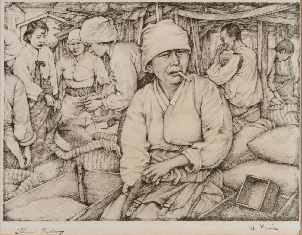 Artwork by Willy Seiler, Shrewd Bartering & Chatterboxes, Made of Etchings