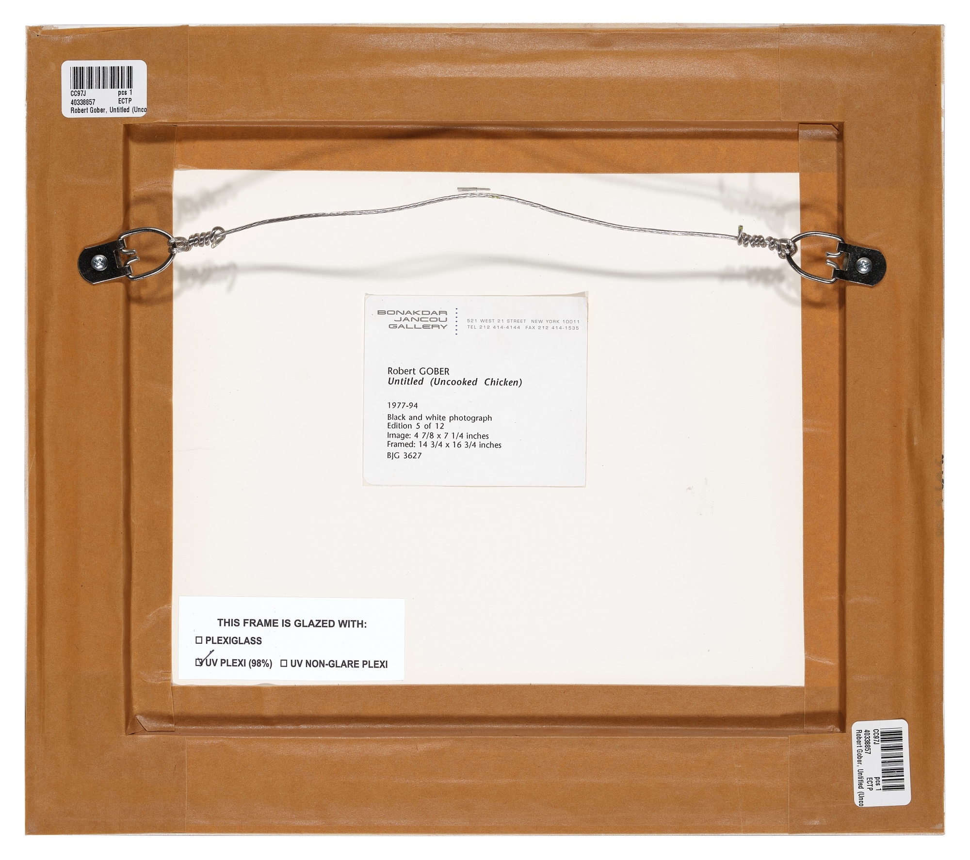 Artwork by Robert Gober, i. Untitled (Uncooked Chicken); ii. Untitled (Cooked Chicken) [2 Works, Made of black and white photograph