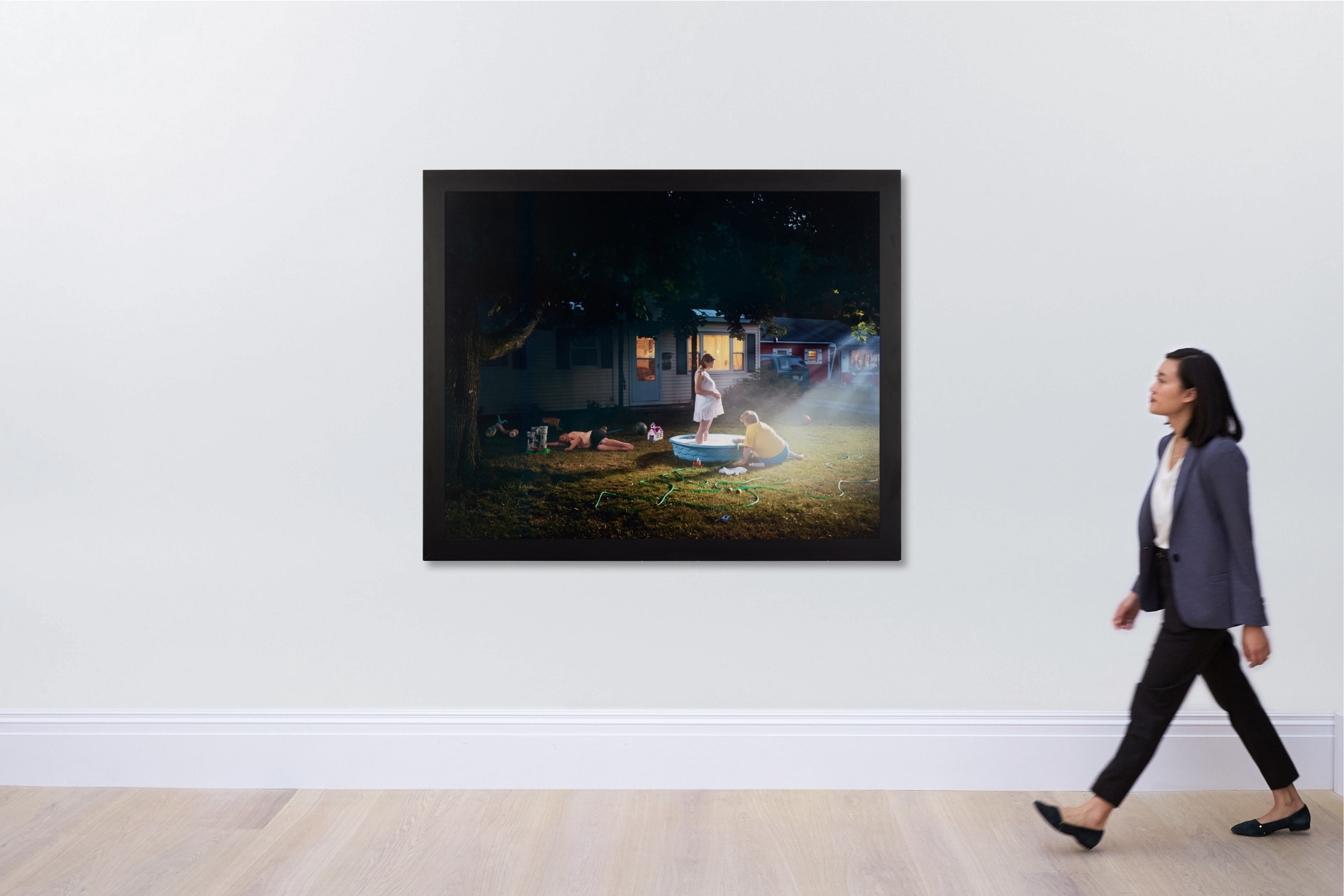 Artwork by Gregory Crewdson, Untitled (pregnant woman/pool, Made of chromogenic print, flush-mounted