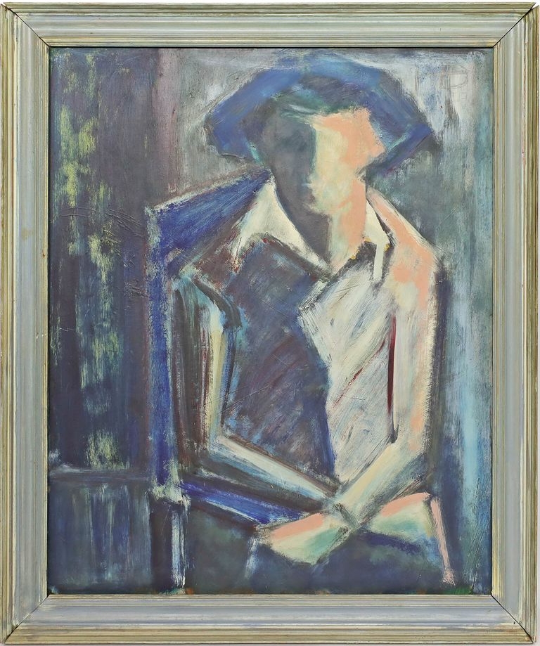 Artwork by Monogrammist H.B., Portrait eines Sitzenden, Made of oil on hardboard