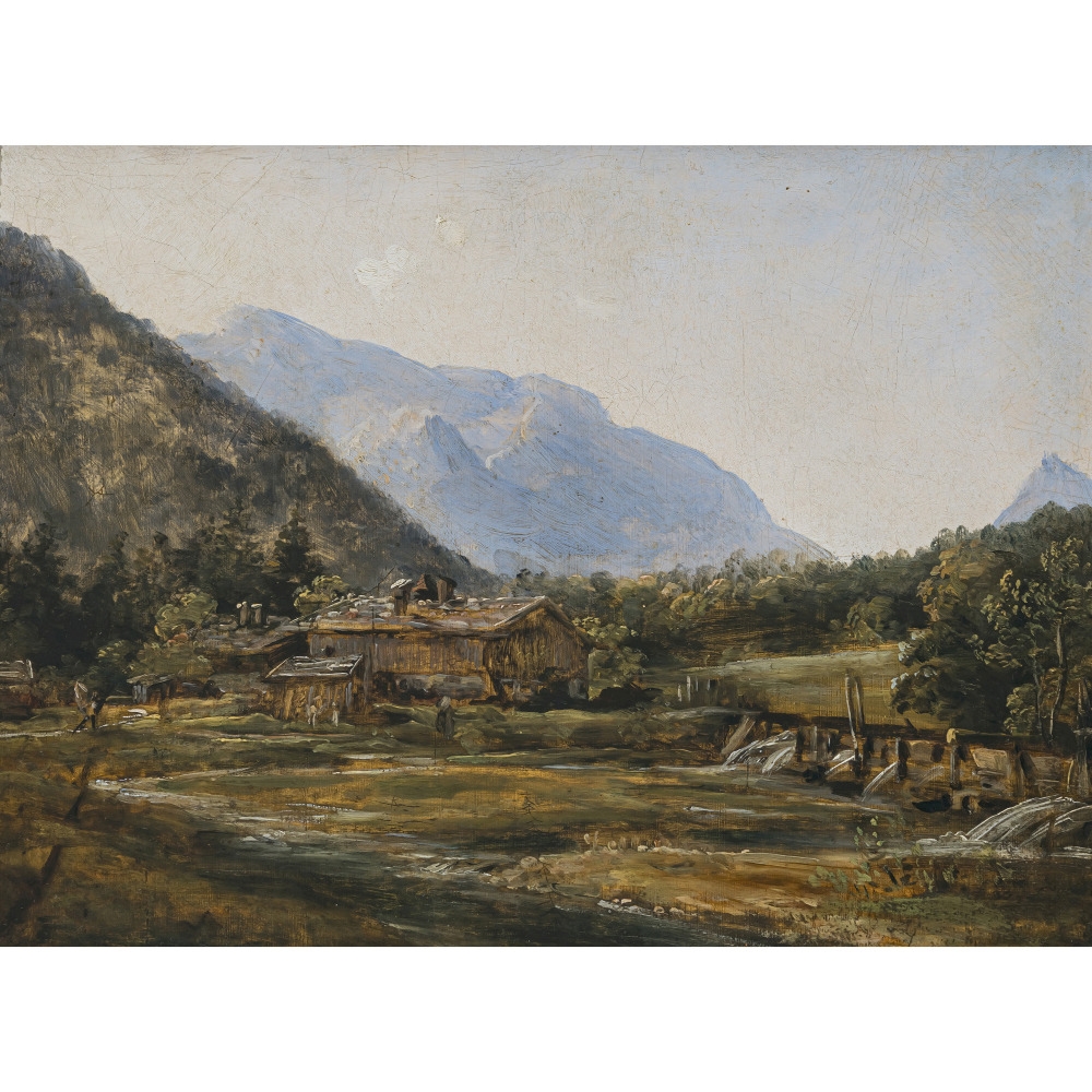 Artwork by Cantius Dillis, Near Ruhpolding, Made of Oil on paper on cardboard on panel