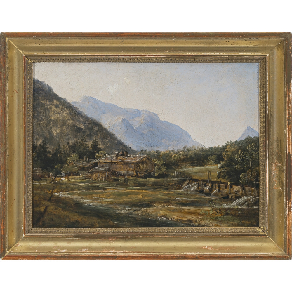 Artwork by Cantius Dillis, Near Ruhpolding, Made of Oil on paper on cardboard on panel