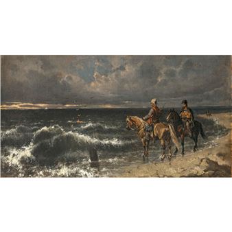 Cossack riders by the sea - Józef Brodowski