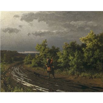 Walker with dog - Franz Maria Ingenmey