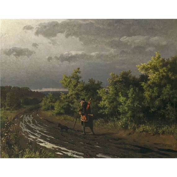 Walker with dog by Franz Maria Ingenmey, 1874