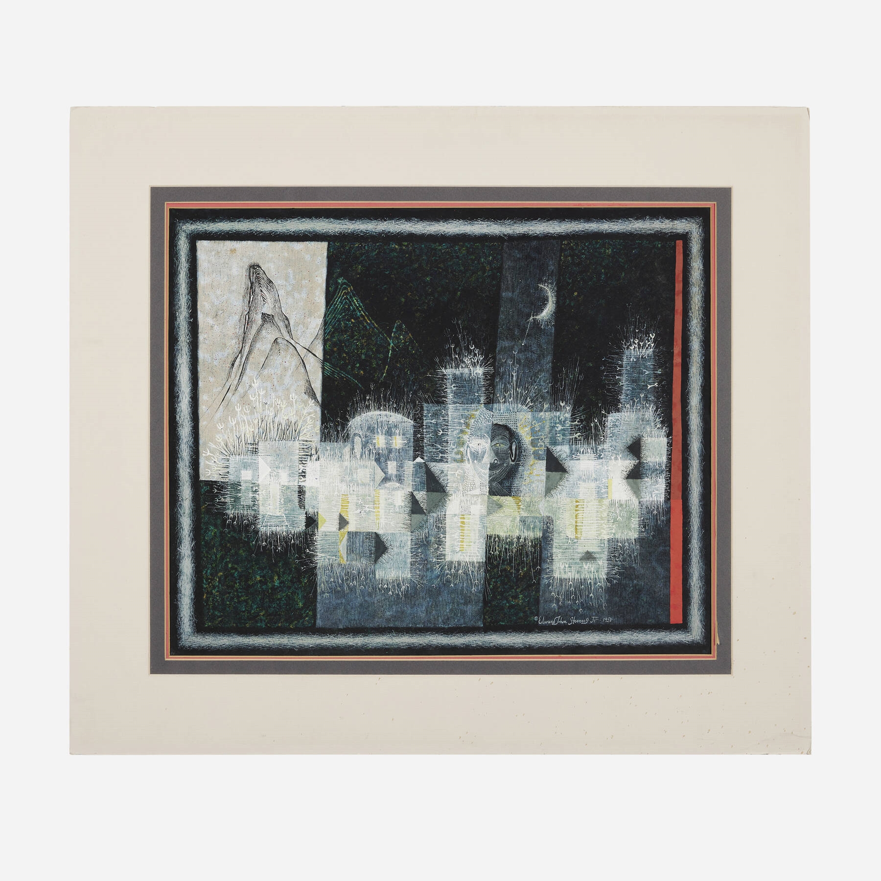 Artwork by Edward John Stevens Jr., Phantom Village, Made of gouache on paper