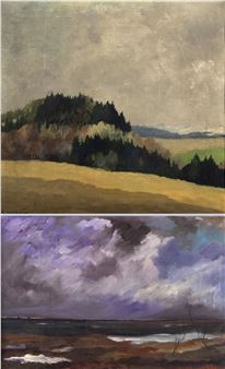 Voralpenlandschaft. Stürmisches Seeufer - A. Schneider